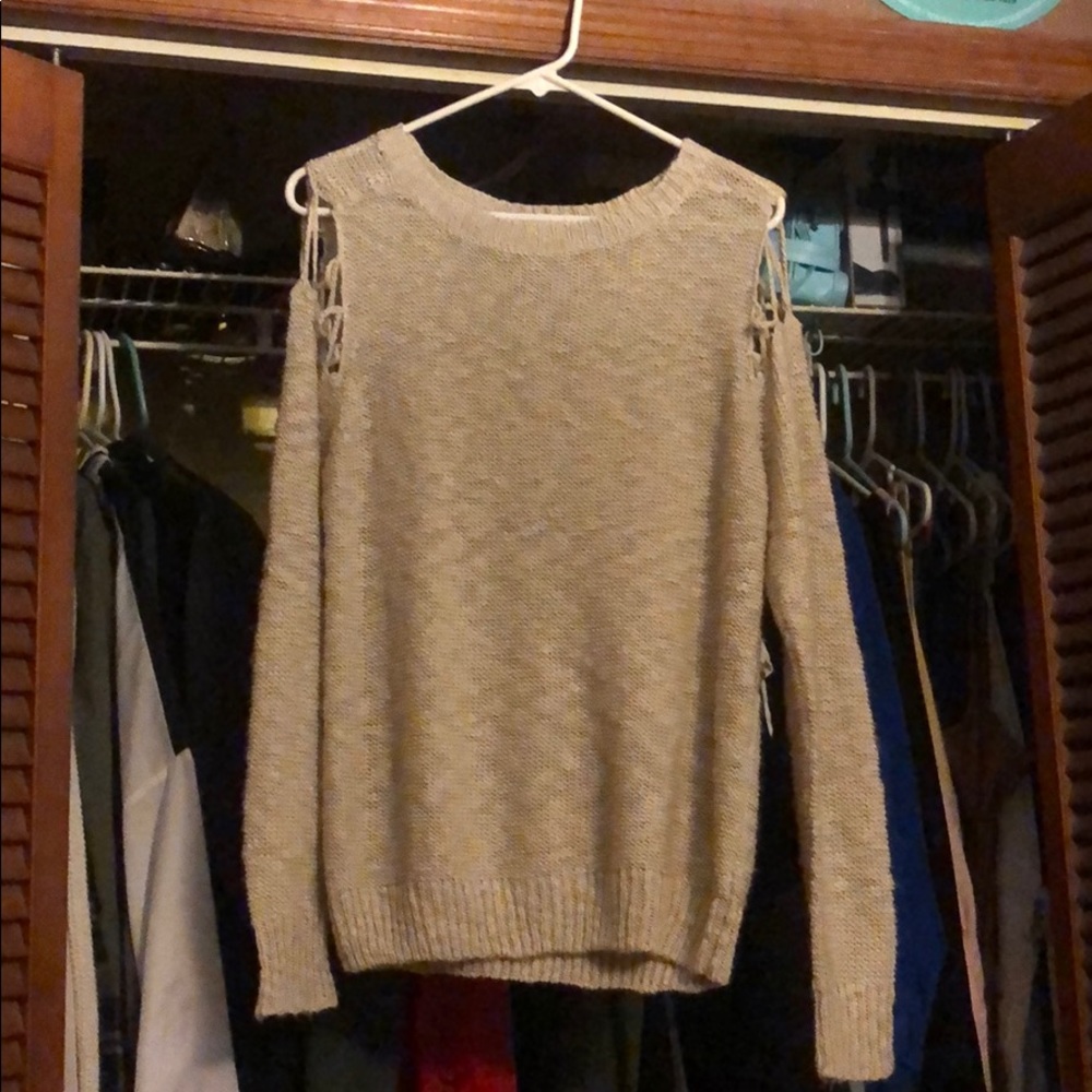 Open shoulder knit sweater